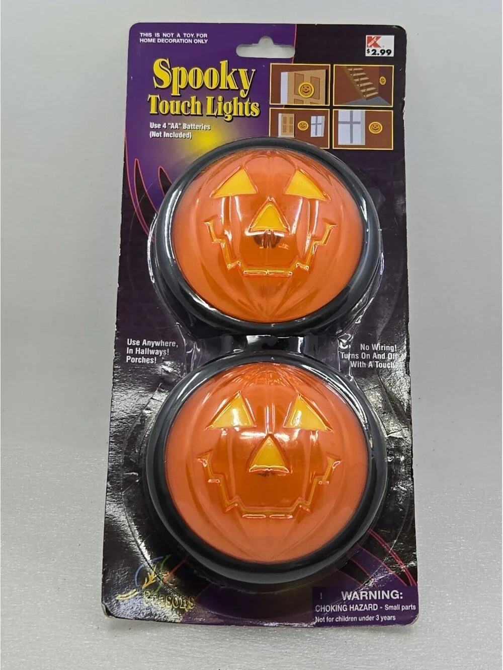 New NIP Vintage Kmart Halloween Spooky Orange Pumpkin Touch Lights NOS